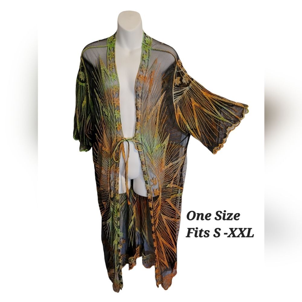 Lace Kimono Cardigan One size Whimsigoth Fairy Boho Resortwear Rave Psychedelic